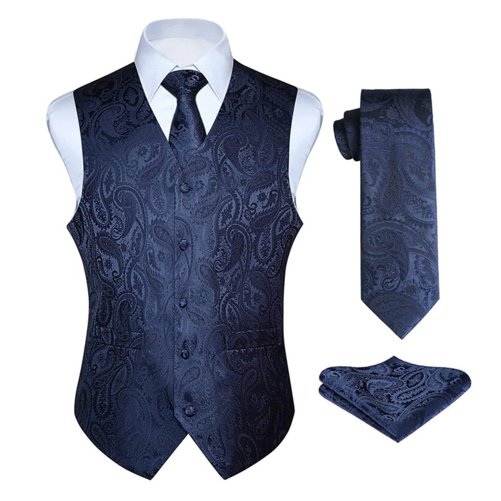 Men's 3pc Formal Waistcoat Tuxedo Suit Navy Blue